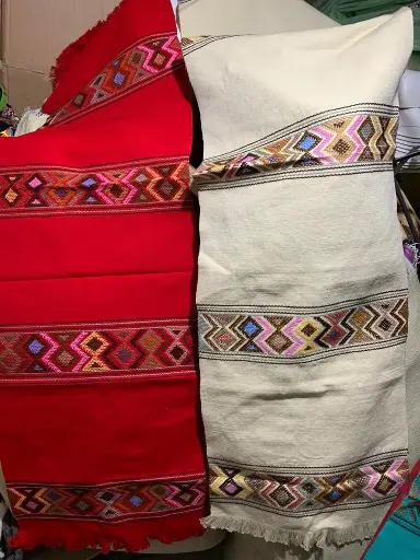 Table runners with industrial embroidery